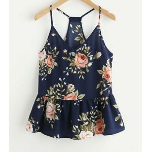 Rose Cluster Peplum Racerback Cami Top Medium
